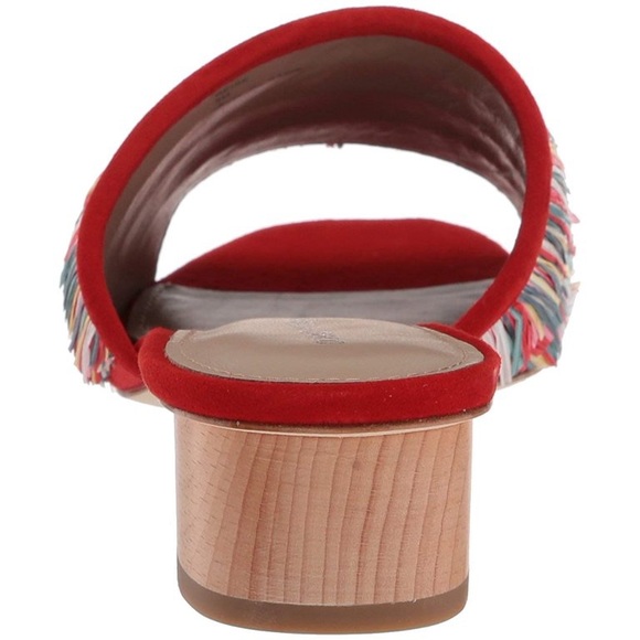 NWT Donald Pliner Women's REISE Slide Sandal Raffia Red Multi Low Block Heel 7.5 - Picture 5 of 6